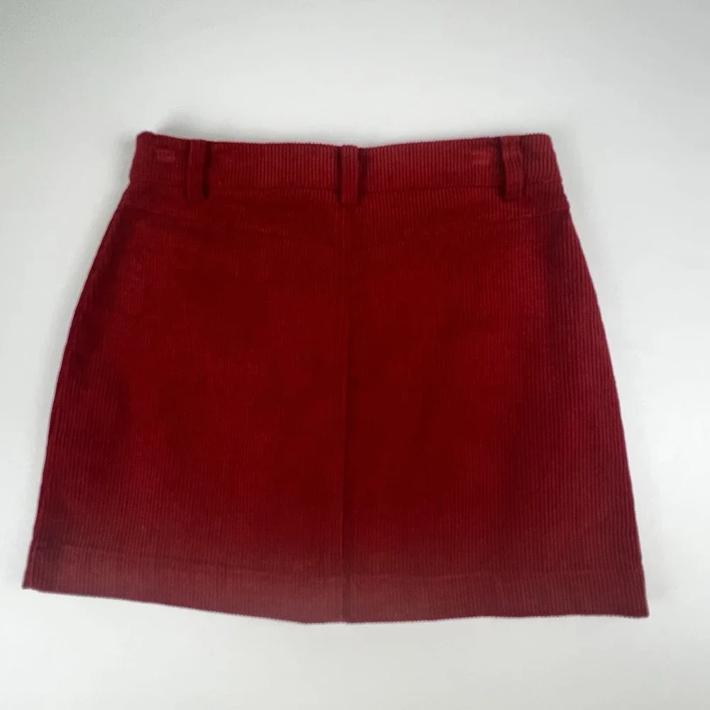 Double Zero Cordurory Red Womens  Skirt Size Small Striped Zipper And Pockets
